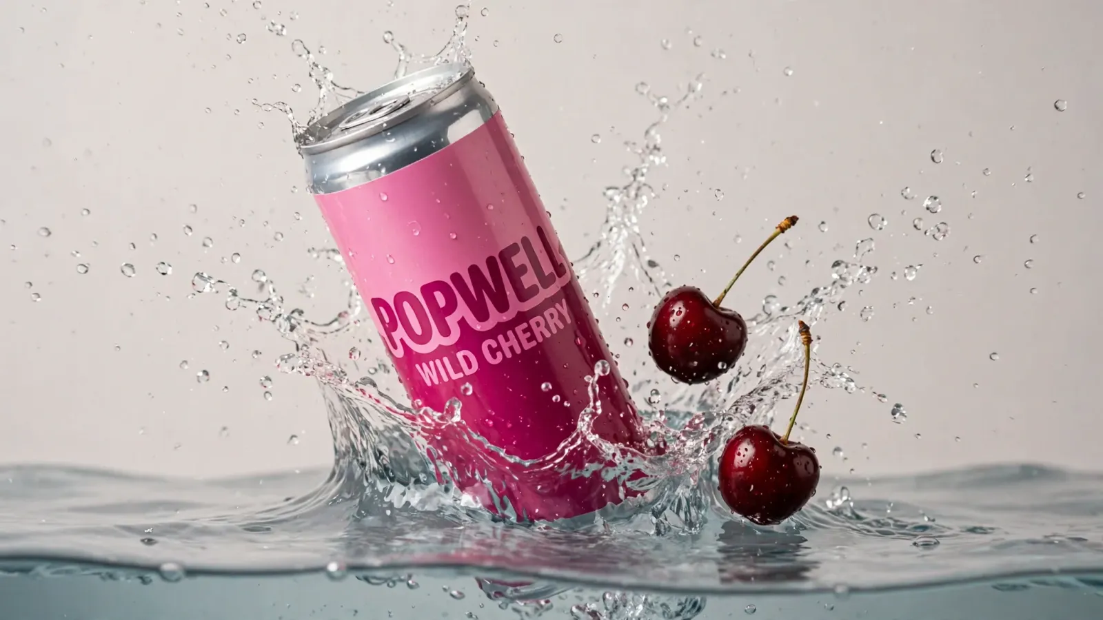 POPWELL Wild Cherry can, wide shot